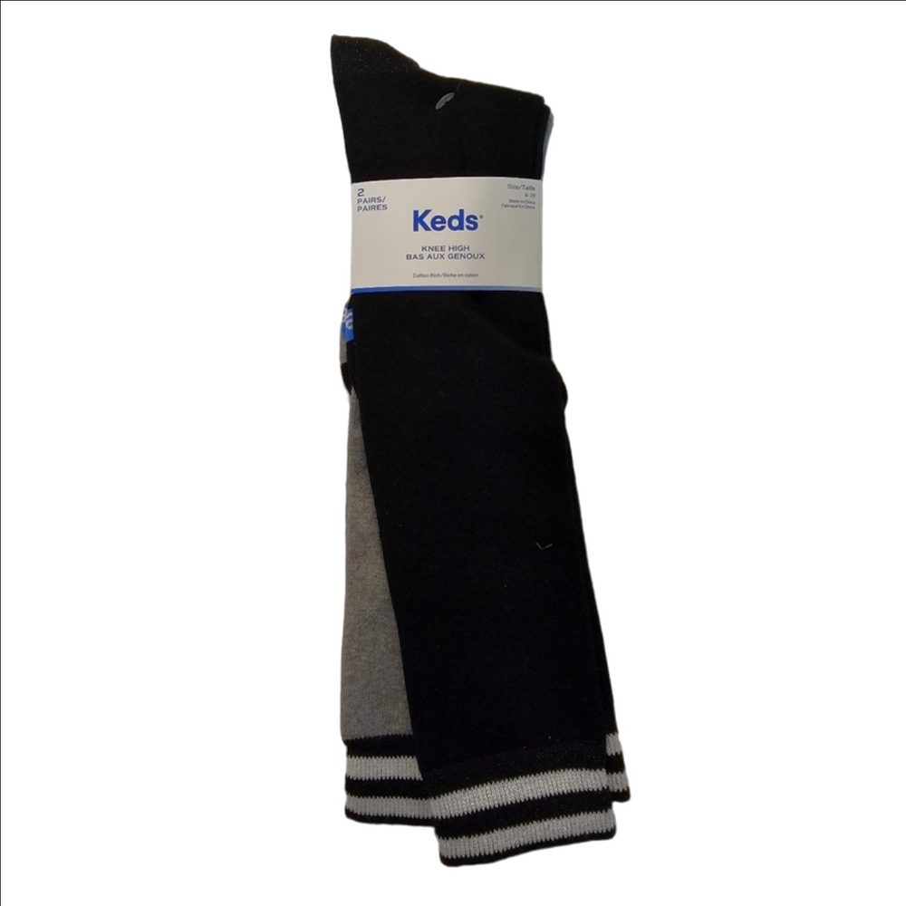 2 Pairs Keds Cotton Rich Knee High Socks